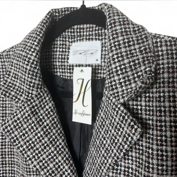 Dee Dee Cropped Tweed Blazer Jacket Black White Pink Pearl Buttons NWT - Picture 4 of 8